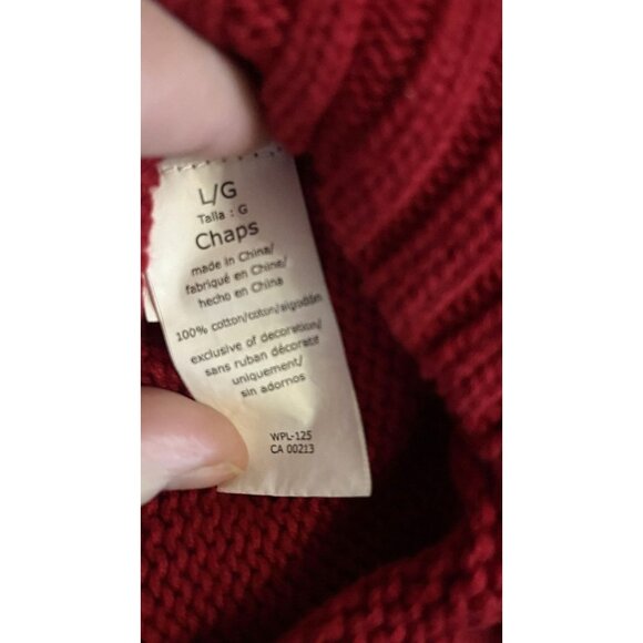 Polo CHAPS Mock Turtle Neck Red Quarter Zip 100% Knit Cotton Sweater Mens Large - Picture 6 of 14